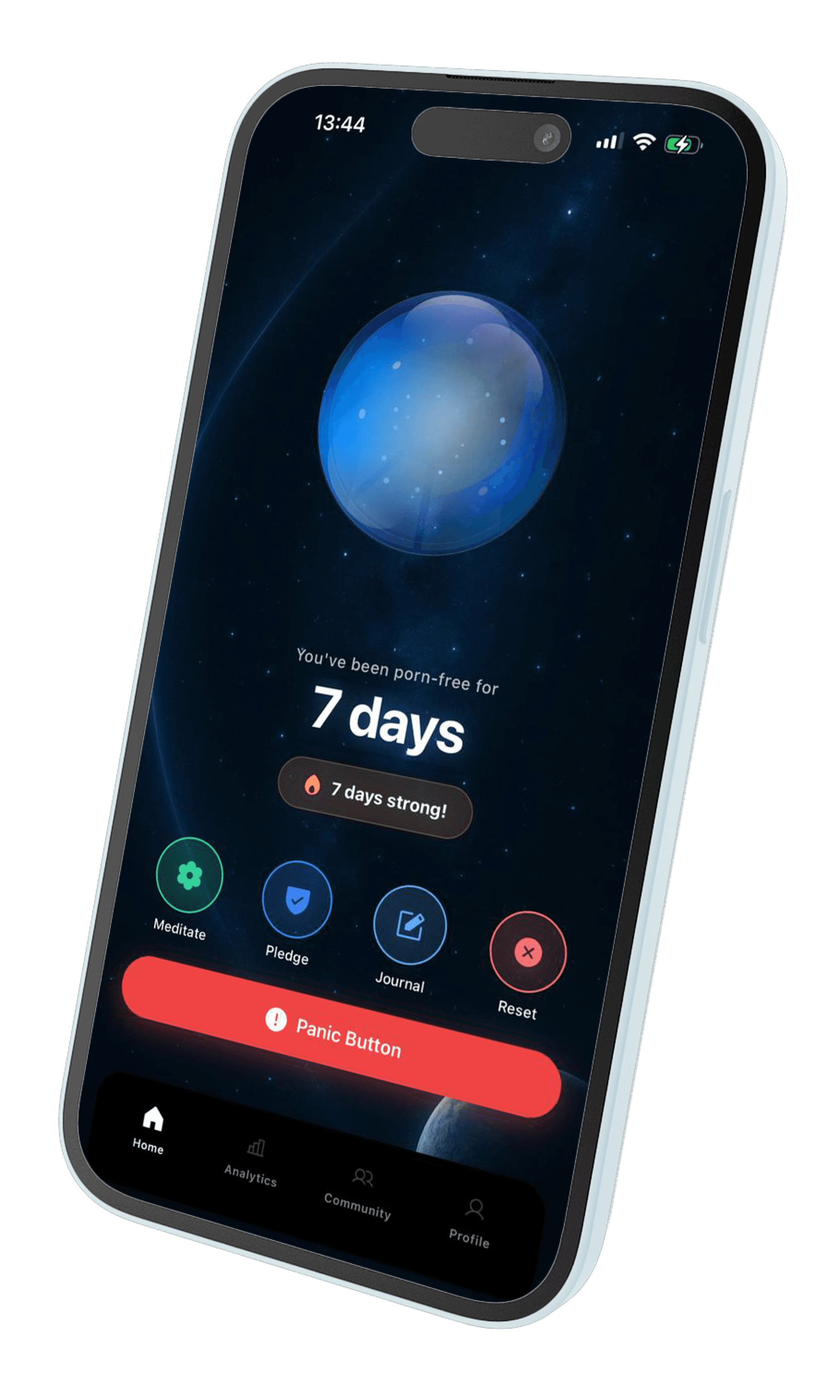Reborn quit porn streak tracker showing a seven-day milestone